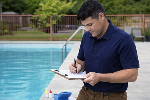 Detailed written pool inspection report with findings and repair recommendations