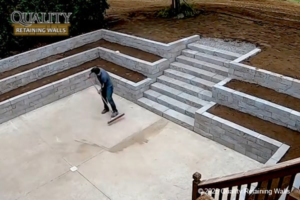 Completed custom retaining wall system with tiered design in Walnut Heights area, Walnut Creek, CA